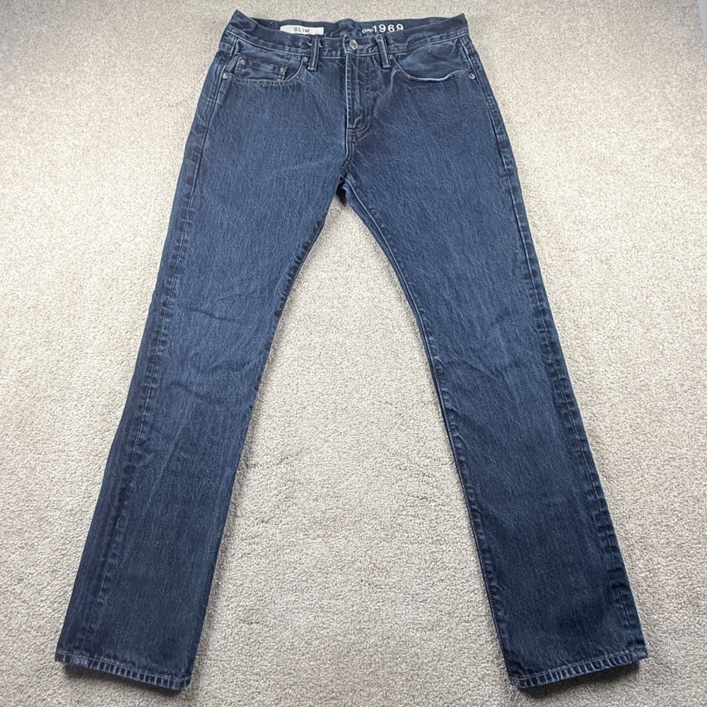 Gap 1969 Slim Jeans Mens 30x30 Blue Excellent Dark Wash Denim 694926